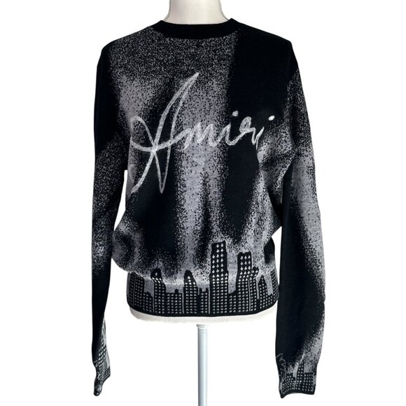 Amiri Spotlight Crewneck in Black Medium New Mens Wool Knit Sweater - Picture 6 of 15